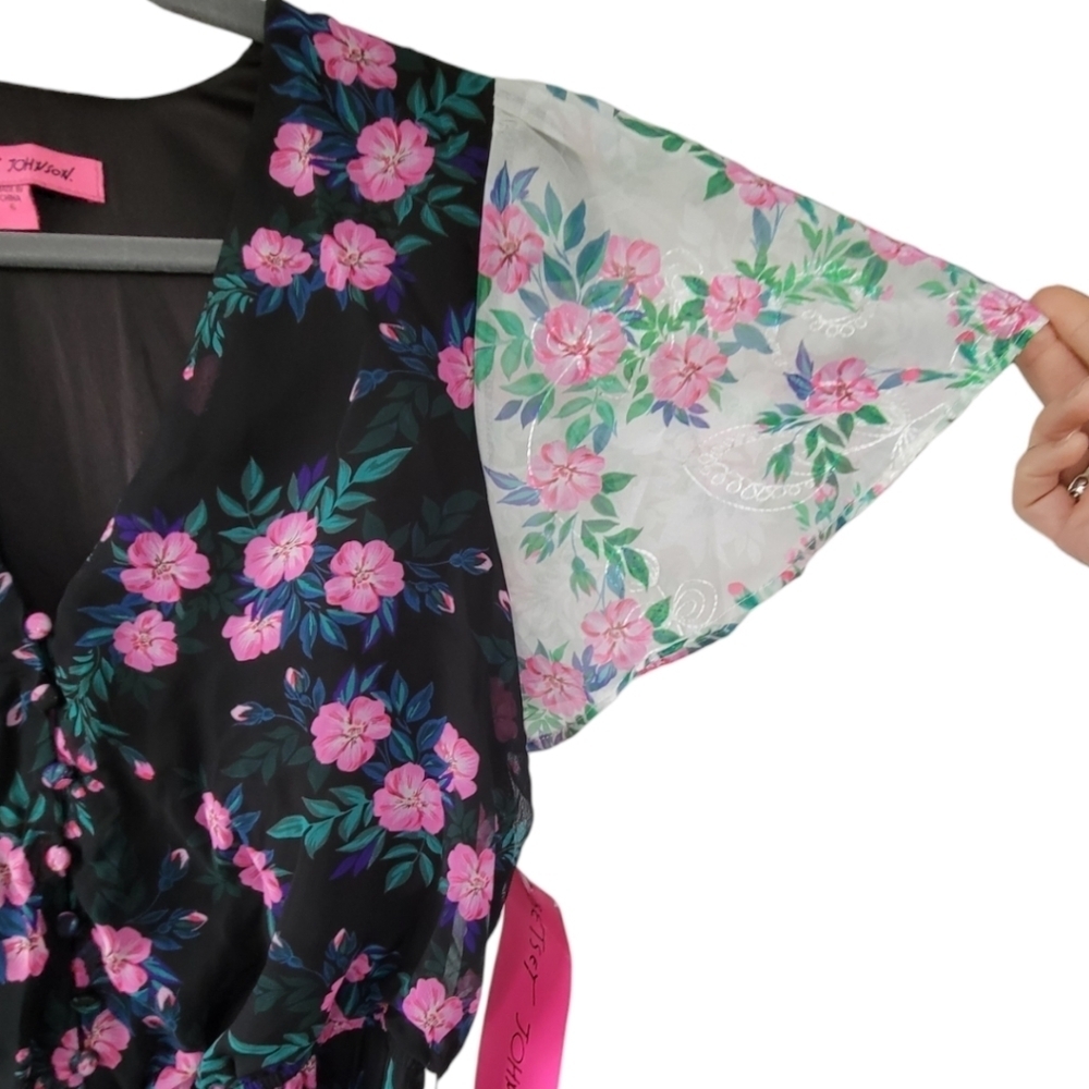 Betsey Johnson Sz 6 Floral Fit & Flare Mini Dress NWT Fairycore Retro Whimsical - Picture 5 of 13